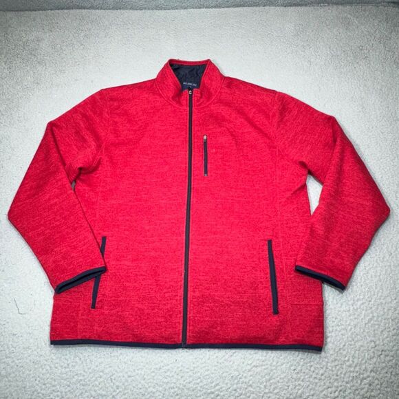 Johnnie-O Jacket Men Extra Large Red Coastal Fleece Lined Full Zip Pockets Surf - Picture 1 of 16